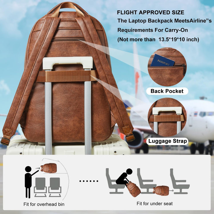 LATMAP Mochila de 43L para mujer: mochila de cuero vegano que cabe...