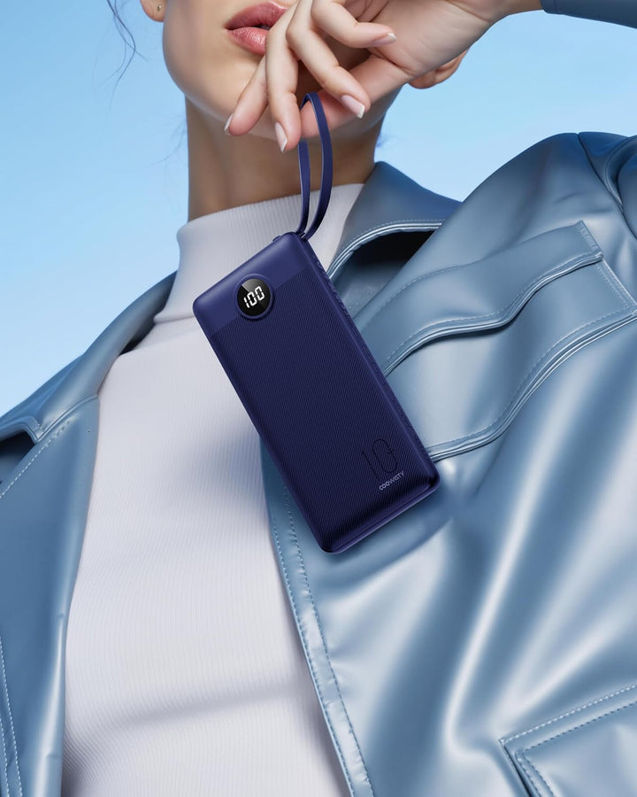 Coowisty Cargador portátil con cables integrados, banco de energía...