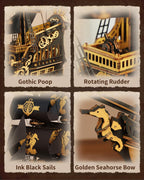 ROKR Seahorse Barque - Rompecabezas de madera 3D para adultos, kit de modelo de velero, ensamblaje de 603 piezas, velero a escala 1:100 MCB02