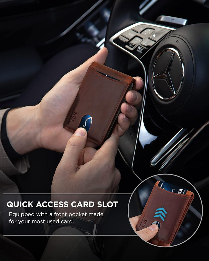 SERMAN BRANDS RFID Blocking Slim Bifold Genuine Leather Minimalist...