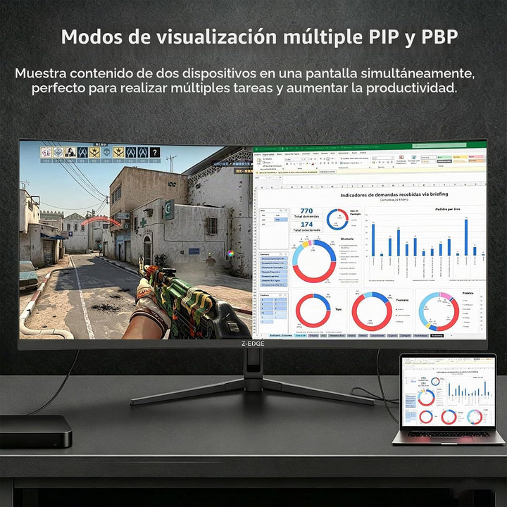 Z-Edge - Monitor curvo para juegos de 34 pulgadas, monitor de PC WQ...
