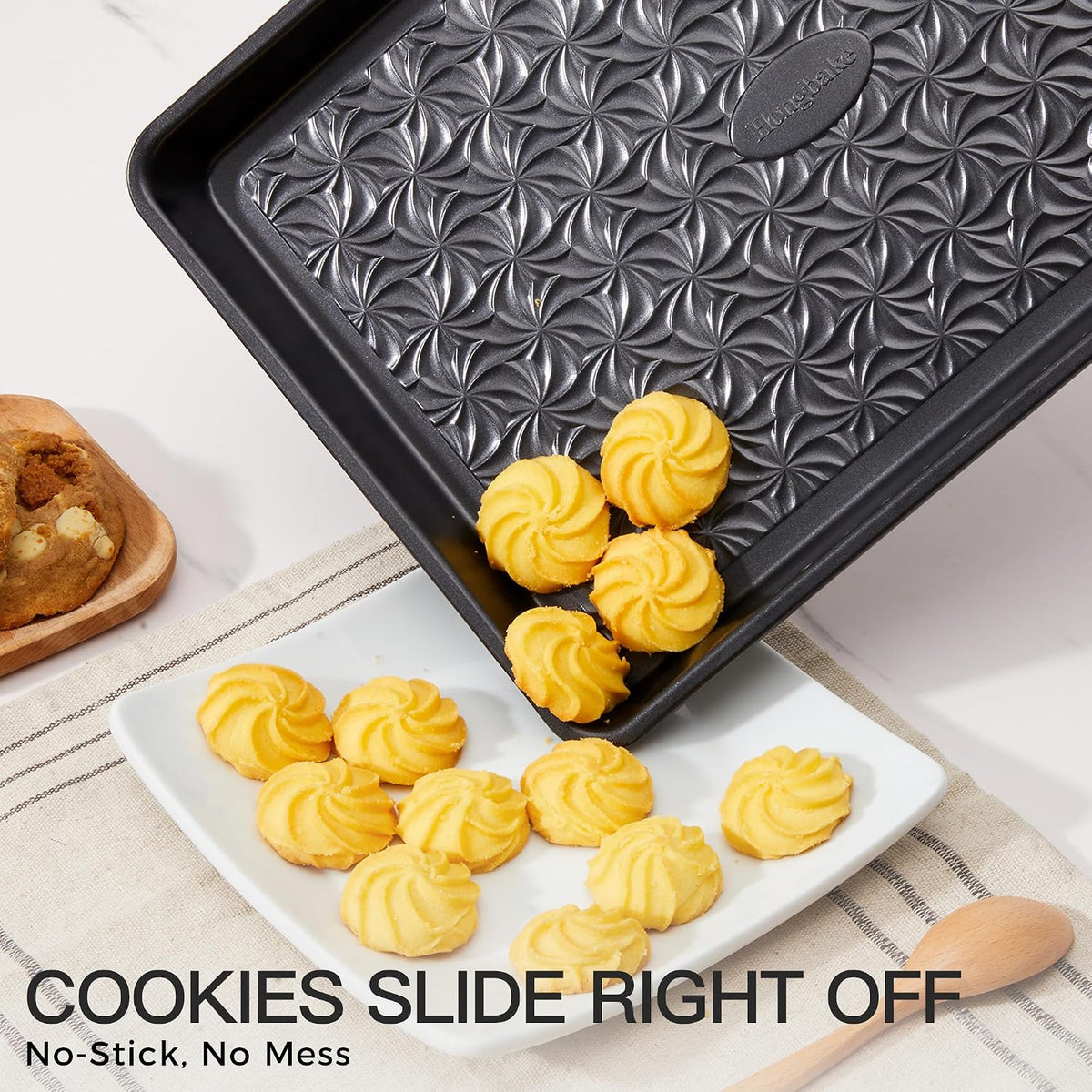 Juego de 3 bandejas antiadherentes para horno, no tóxicas, color gris