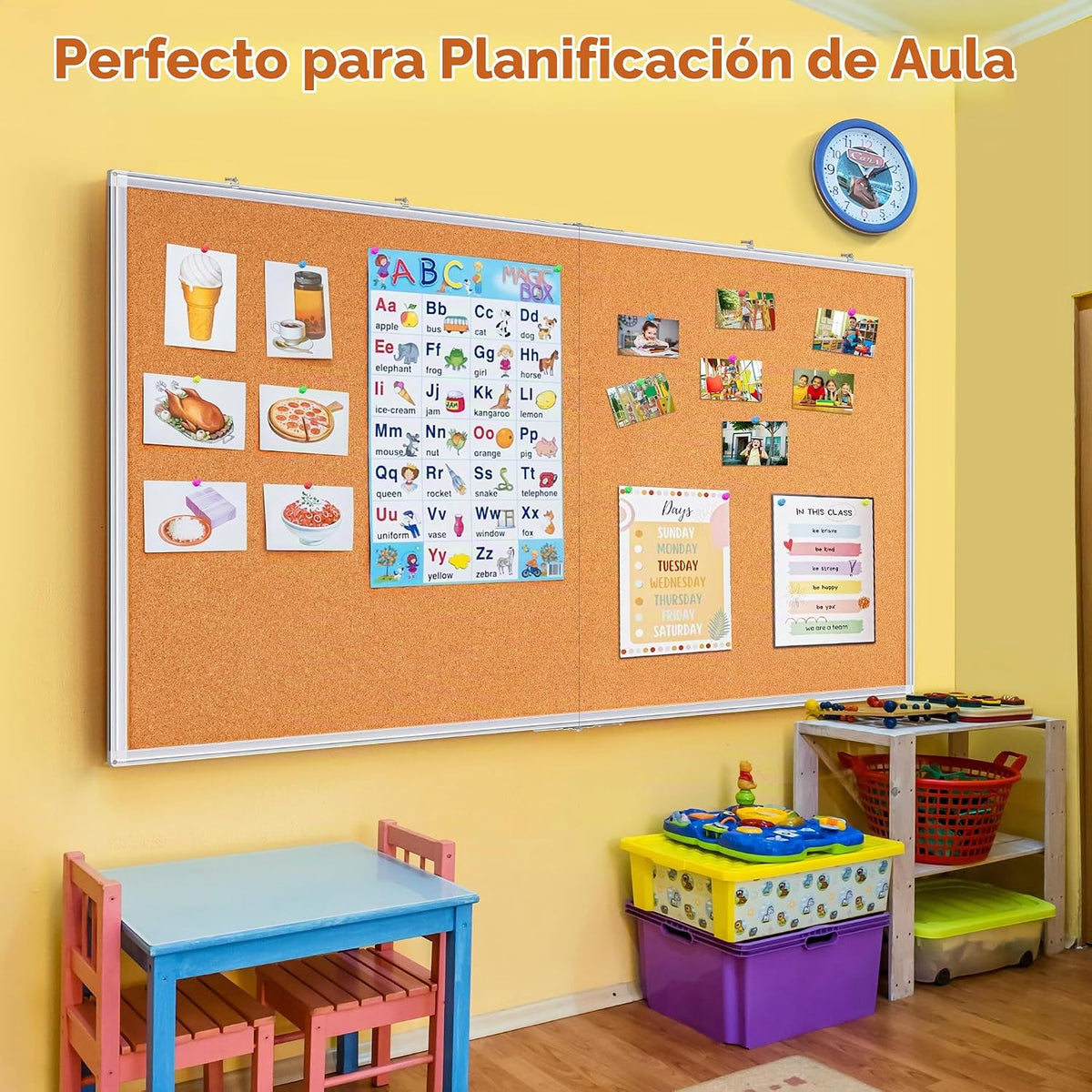 Maxtek - Tablero de anuncios grande de corcho de 72 x 48 pulgadas para pared con marco de aluminio