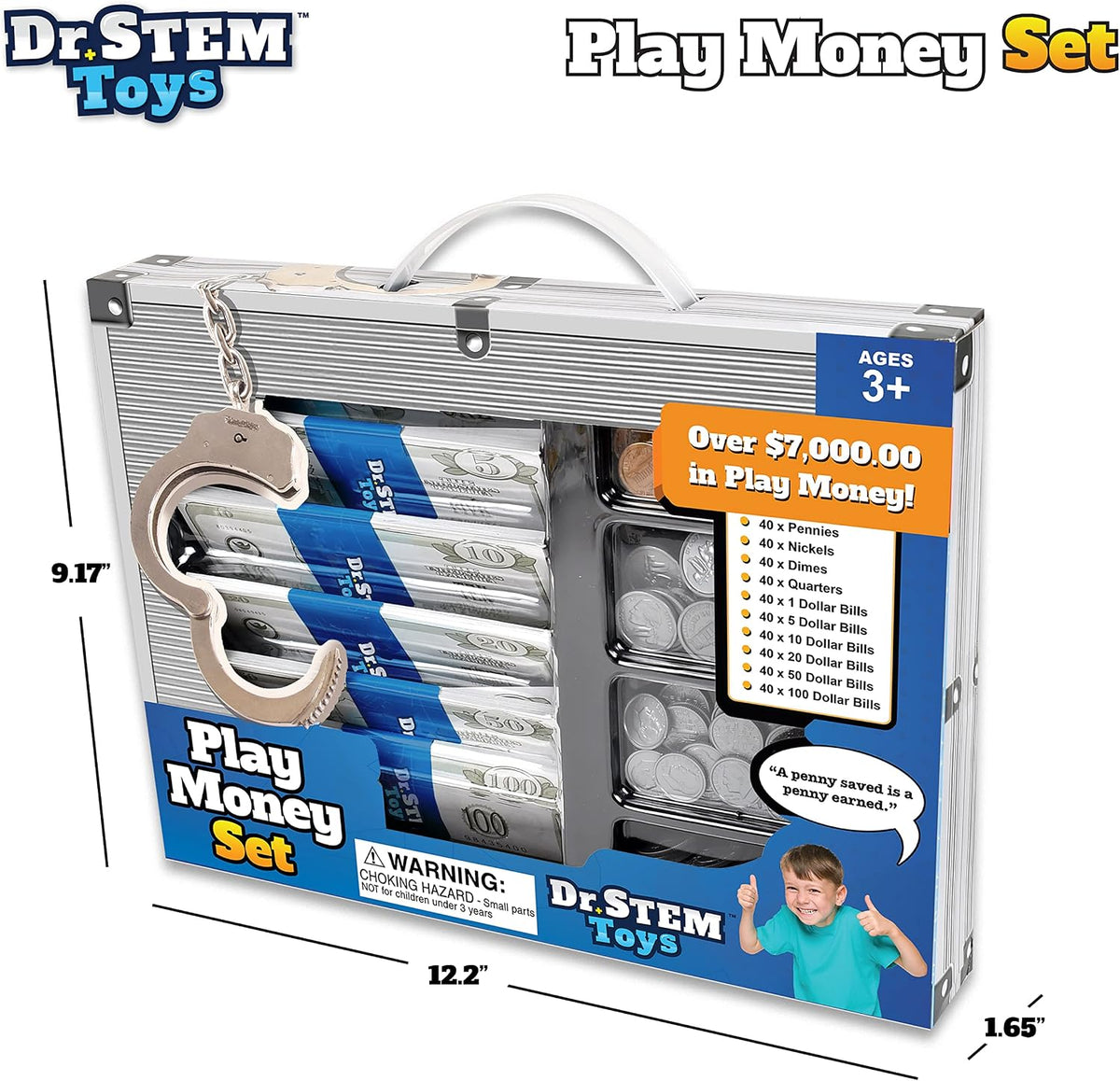 Dinero de juego para niños: el juego duradero en caja proporciona 400 piezas de billetes de dinero falsos realistas y monedas falsas para juegos de simulación, ayuda a los niños a aprender responsabilidad financiera y más