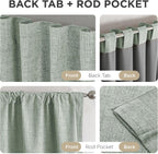Joydeco - Cortinas 100 % opacas para dormitorio, cortinas de lino natural, cortinas de bloqueo de luz con aislamiento térmico, bolsillo para barra y pestaña trasera