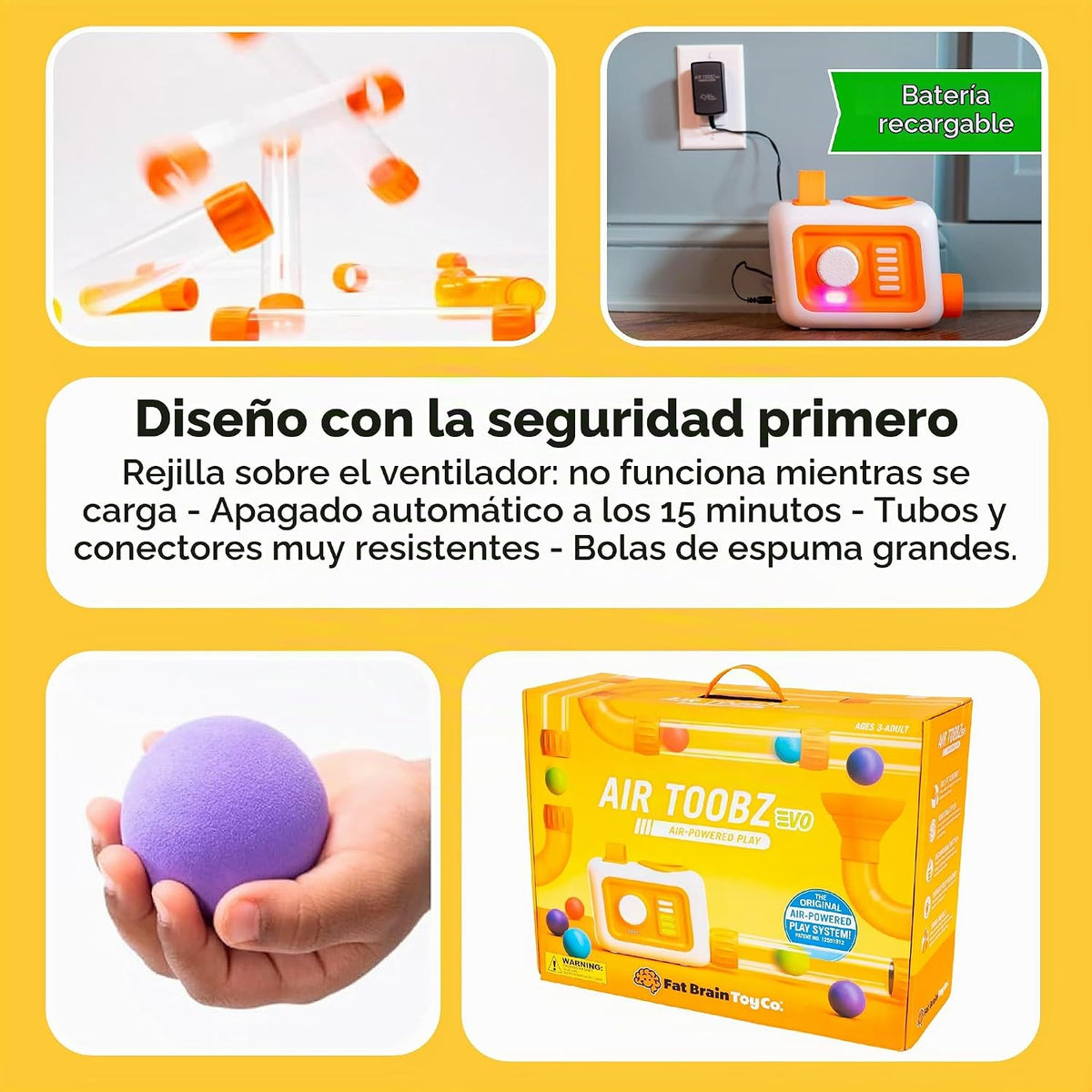 Fat Brain Toys Air Toobz Evo, juguetes de construcción STEM originales impulsados por aire para niños y adolescentes, juguetes de construcción para niños, juguetes STEM para niños de más de 3 años