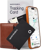 SPOTMINDERS - Tarjeta de seguimiento de billetera con certificación MFi de Apple para viajes, funciona con Apple Find My, IP68 impermeable, recargable, tarjeta de seguimiento para cartera, equipaje
