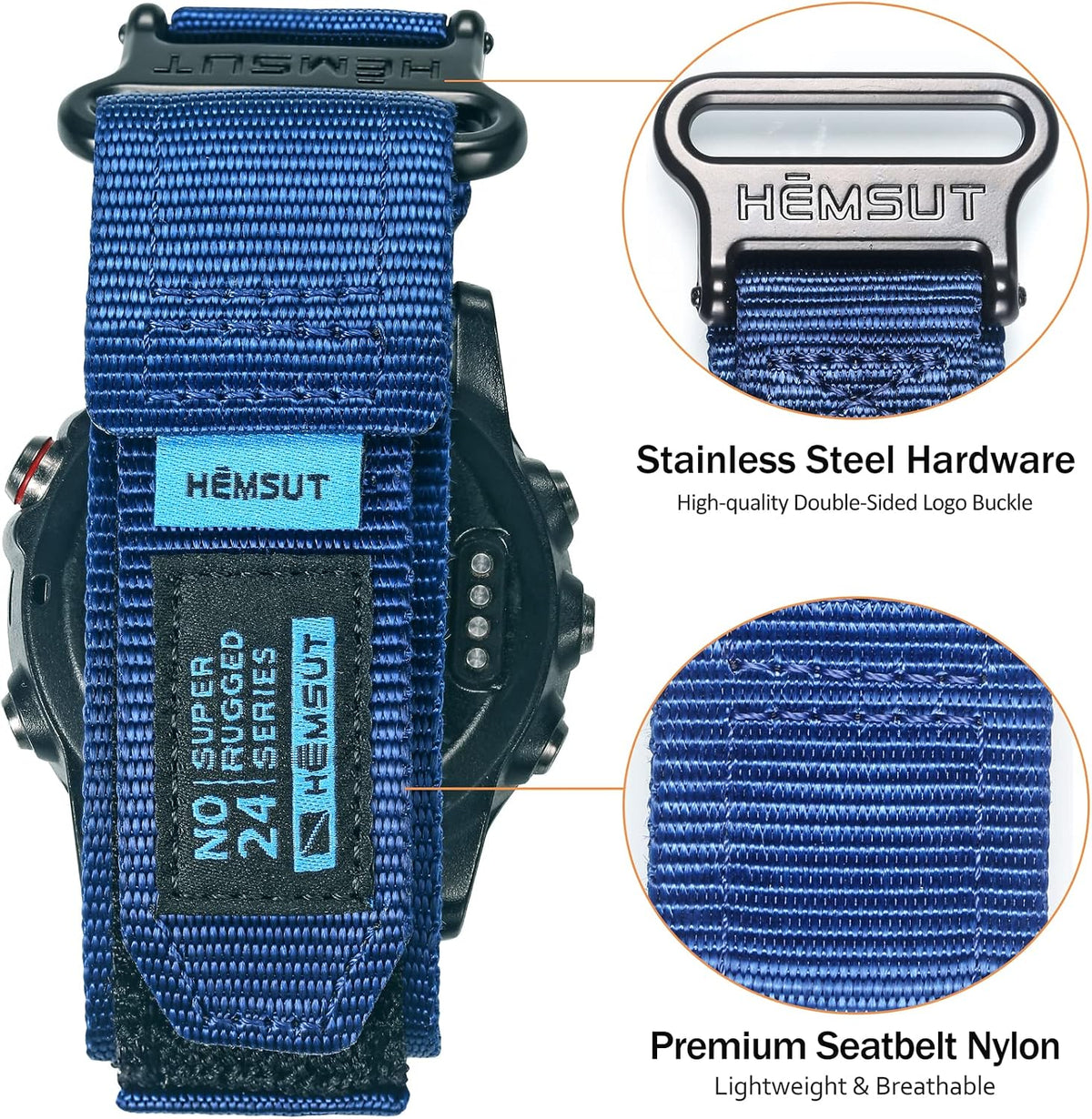 Compatible con la Correa de Reloj Garmin, Correa Deportiva de Nylon Super Resistente con Diseño de Bucle Tejido para Fenix/Forerunner/Approach/MARQ/Quatix/Serie D2, Correa de Reemplazo Resistente para
