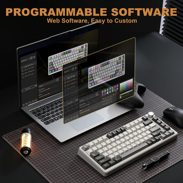 YUNZII Teclado mecánico inalámbrico B75 PRO, diseño del 75% con per...