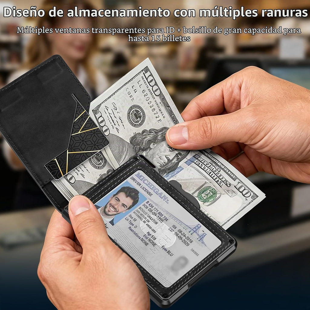 Billetera para hombre minimalista con bloqueo RFID y ranura para tarjetas