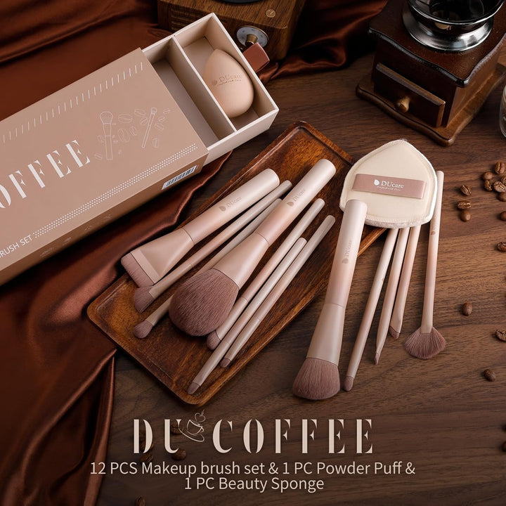 DUcare Juego de 14 brochas de maquillaje para regalo, 12 brochas de...