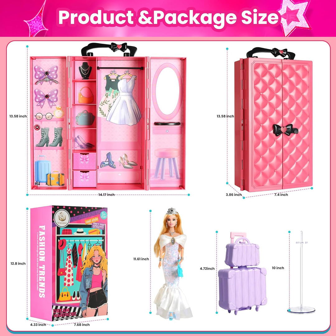 UCanaan Juego de ropa y accesorios para muñecas de 180 piezas, vest...