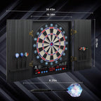 Set de Tablero de Dardos Electrónico con Gabinete, Tablero de Dardos con Luz Color para 8 Jugadores