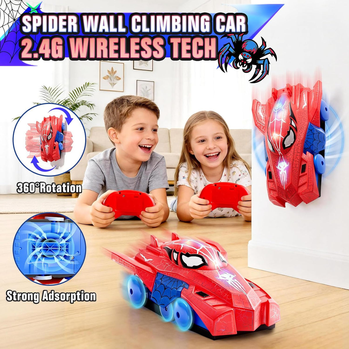 Coche de escalada de pared de araña, juguetes de control remoto para