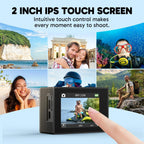 AKASO EK7000 Pro 4K30fps Cámara de acción con pantalla táctil EIS 131 pies Cámara submarina impermeable Control remoto Zoom 5X con kit de accesorios para casco (independiente)