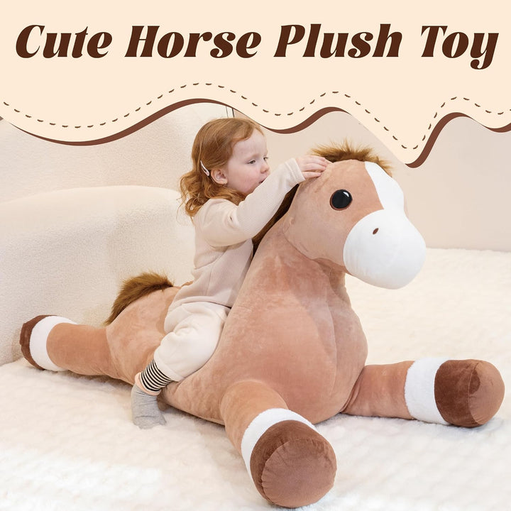Jrystar Animales de peluche de caballo gigante de 51 pulgadas, almo...