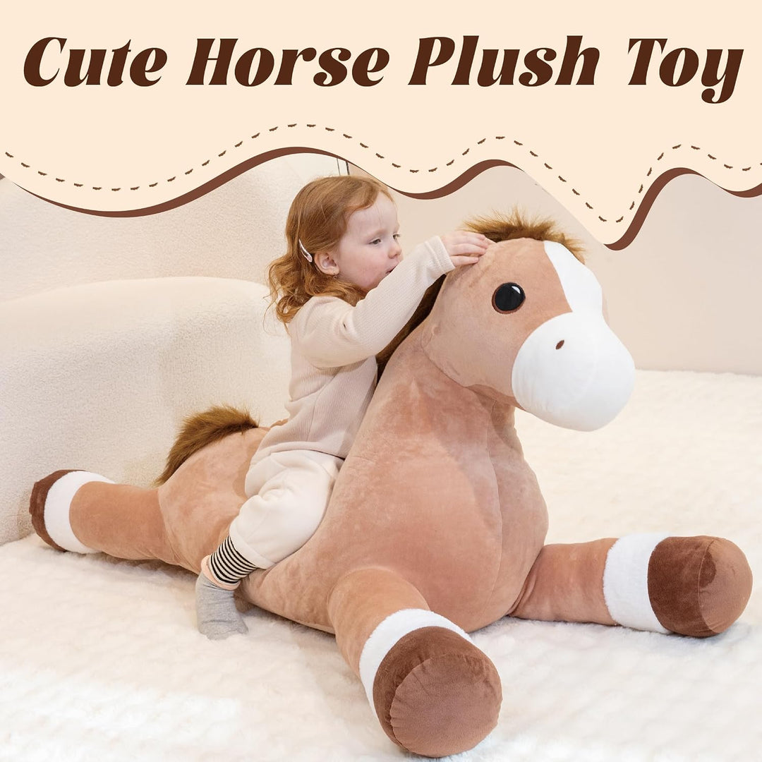 Jrystar Animales de peluche de caballo gigante de 51 pulgadas, almo...