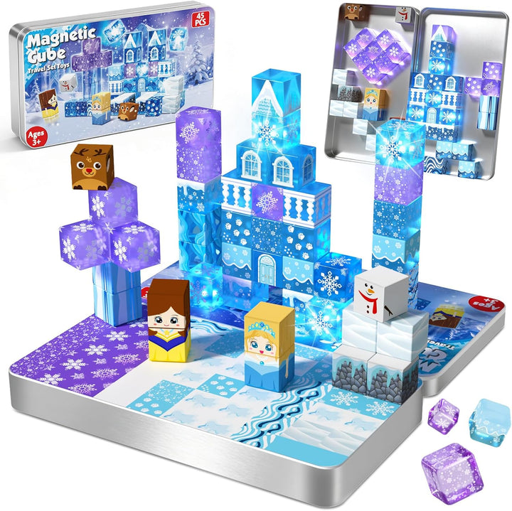 Bloques magnéticos, juego de construcción de 45 piezas de juguetes...