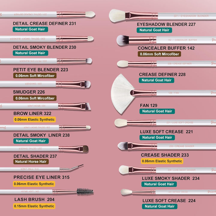 Set de brochas de maquillaje profesional 32 piezas de pelo de cabra...