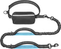 Correa para perro manos libres con bolsa de cremallera, asas acolchadas dobles y elástico duradero para caminar, trotar y correr a tu perro (grande, 25-120 libras, negro)