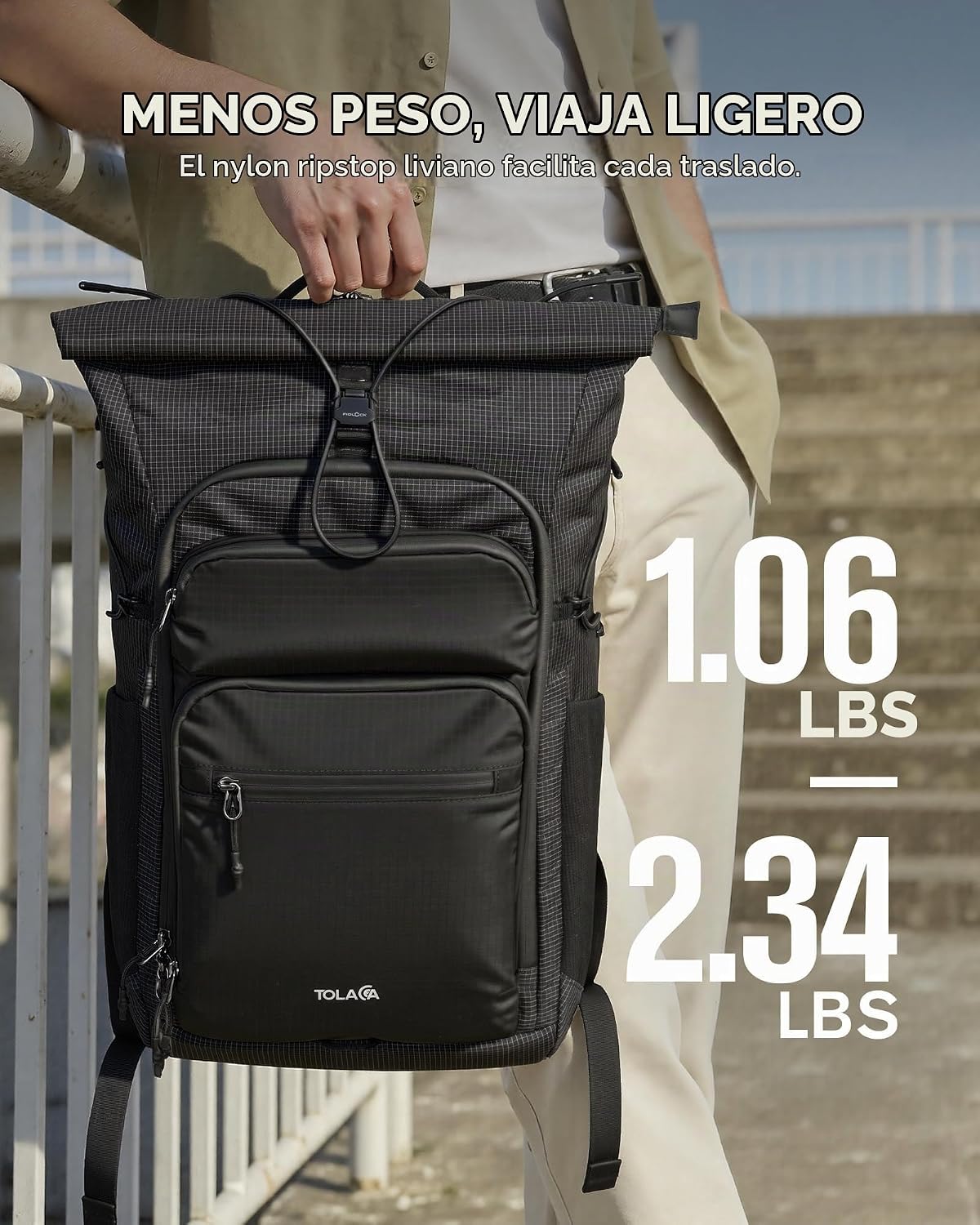 Tolaccea Mochila de Viaje Rolltop 32L, Portaordenador de 15,6" para Trabajo y Viaje