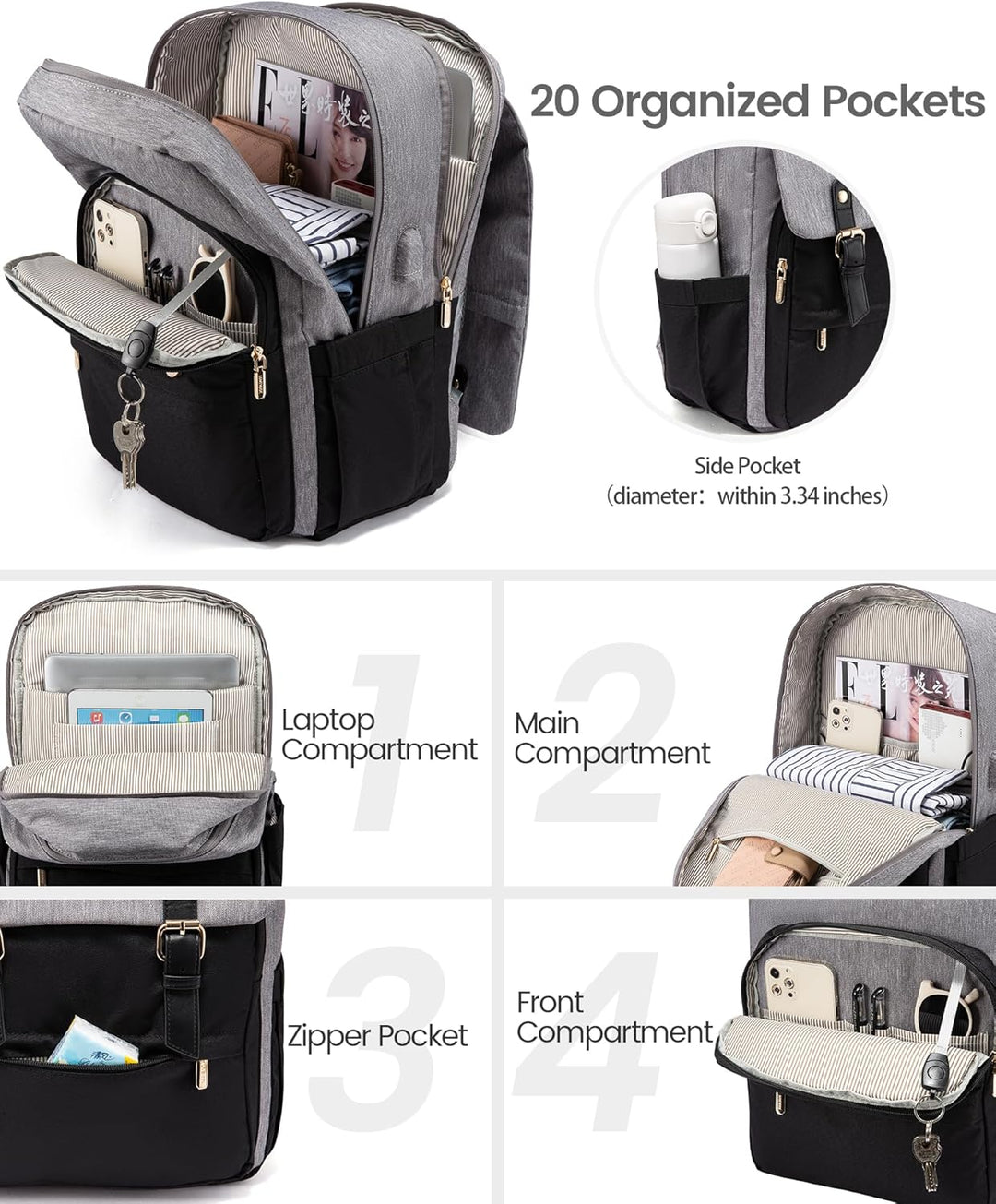LOVEVOOK Mochila para computadora portátil para mujer, mochila de v...