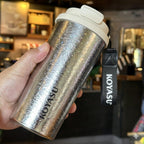 KOYASU Ti-Zero - Vaso de viaje de titanio puro de 16 onzas, taza de café aislada de doble pared con tapa, sin sabor metálico, sin BPA, cuerpo de taza de 5.29 oz, apto para lavavajillas, caliente 6 horas / frío 12 horas (cristal lunar)