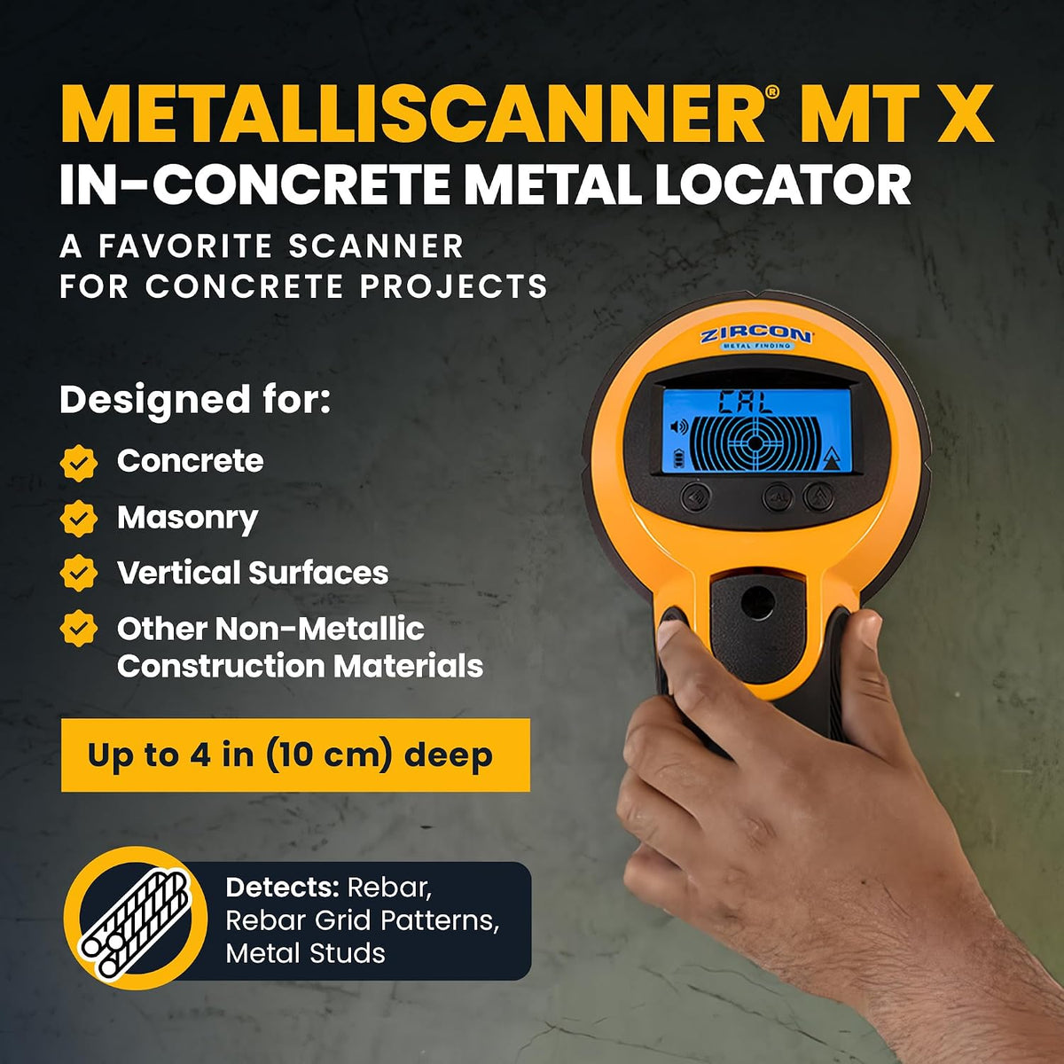 Zircon® MetalliScanner® MT X Rebar & Detector de metales para hormigón
