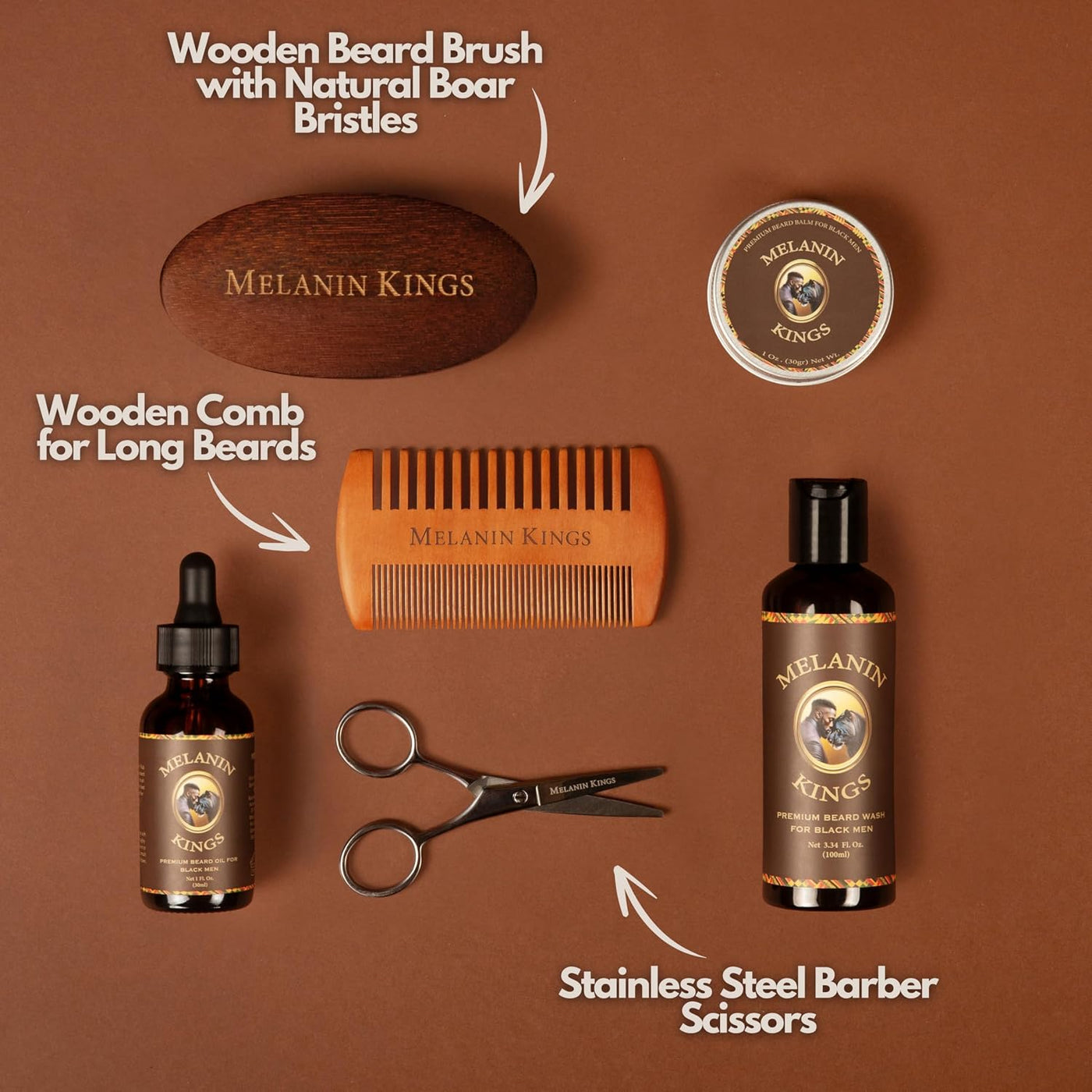 Kit de aseo de barba Melanin Kings para hombres - Fórmulas con ingr...