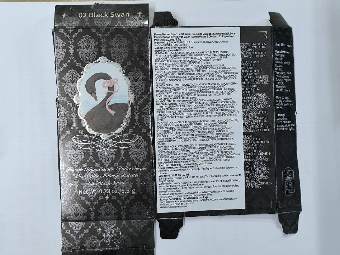 Flower Knows Swan Ballet Paleta de maquillaje de seis colores, pale...