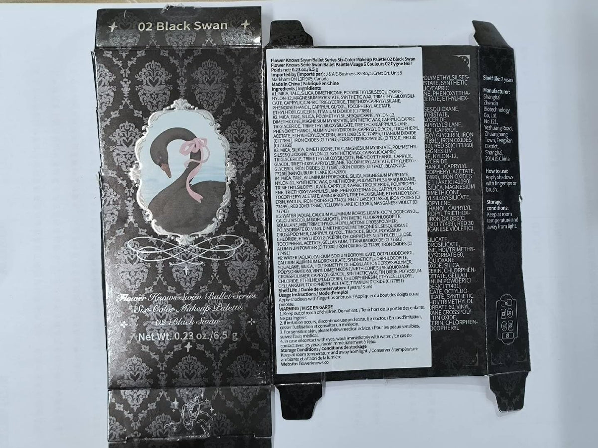Flower Knows Swan Ballet Paleta de maquillaje de seis colores, pale...