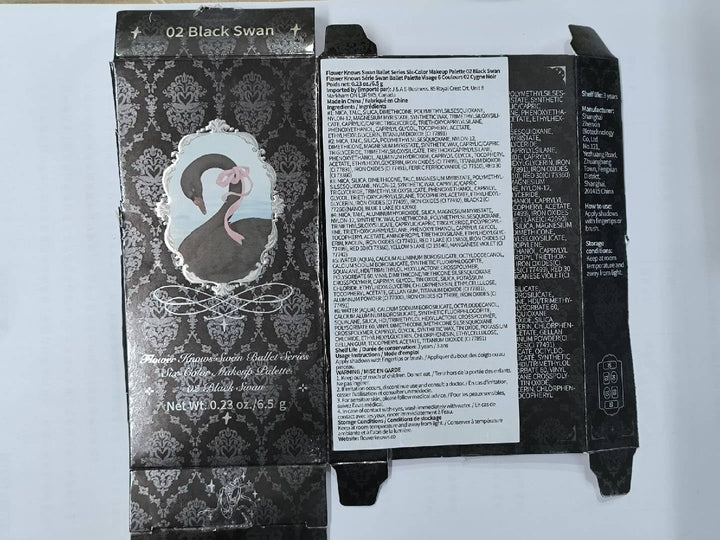 Flower Knows Swan Ballet Paleta de maquillaje de seis colores, pale...