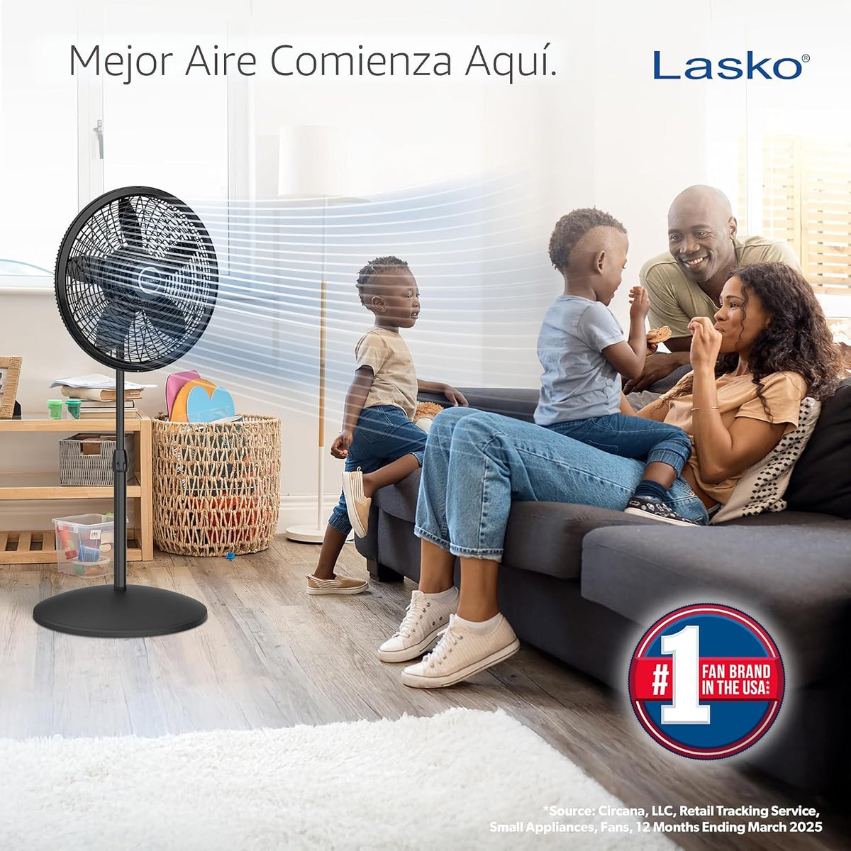 Ventilador de pedestal, ajustable, Negro, 18-pulgadas Lasko Product...