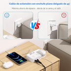 Extension Cord 15 ft, Surge Protector Power Strip con 6 Outlets 4 USB Charger(2 USB C puerto), Flat Plug Outlet Extender Long Cord, Protection para Indoor, Home, Office Supplies, Dorm Room Essentials