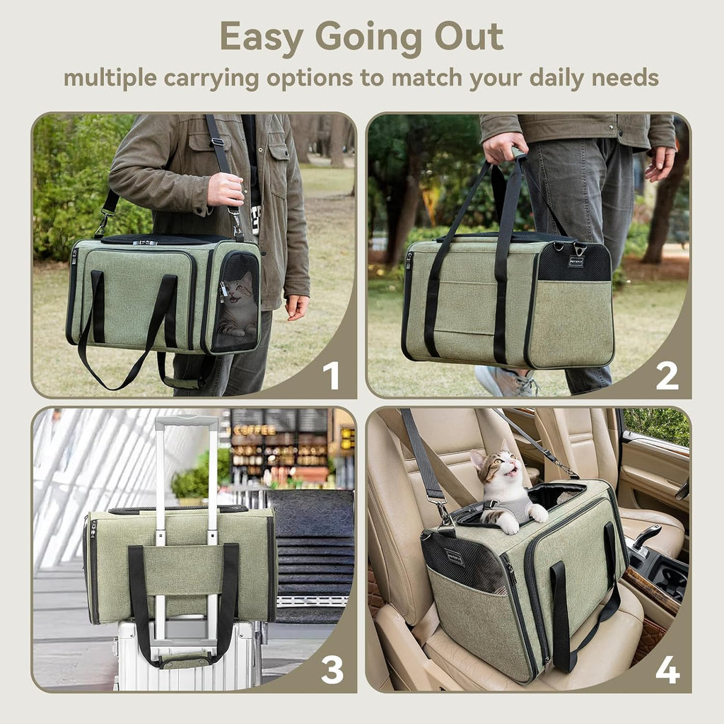 Petsfit Pequeño transportador expandible para gatos para viajes aéreos, hasta 9 libras