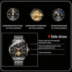 Relojes de negocios de cuarzo de acero inoxidable de cara grande de