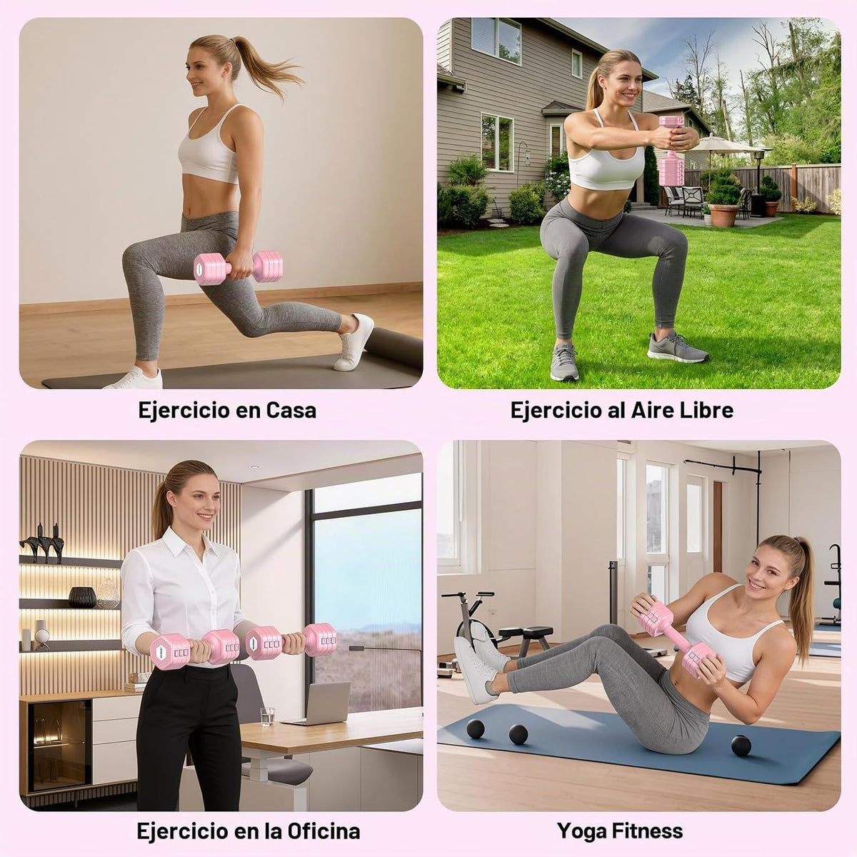 JOROTO Set de Mancuernas Ajustables 5 en 1, Par Ajustable 8LB/11LB para Mujeres en Casa, Bloqueo Dual 1s-Adjust Estable con Mango Suave TPE, Gimnasio en Casa, Rehabilitación, Pilates, Yoga, Entrenamiento de Fuerza