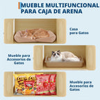 Árbol para gatos con caja de arena, torre para gatos de varios niveles con muebles ocultos, percha superior de felpa grande, postes rascadores de sisal, condominio para gatos y hamaca para gatos de