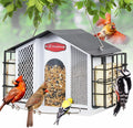 Kingsyard Alimentador de pájaros de metal grande 4 en 1 4 libras para