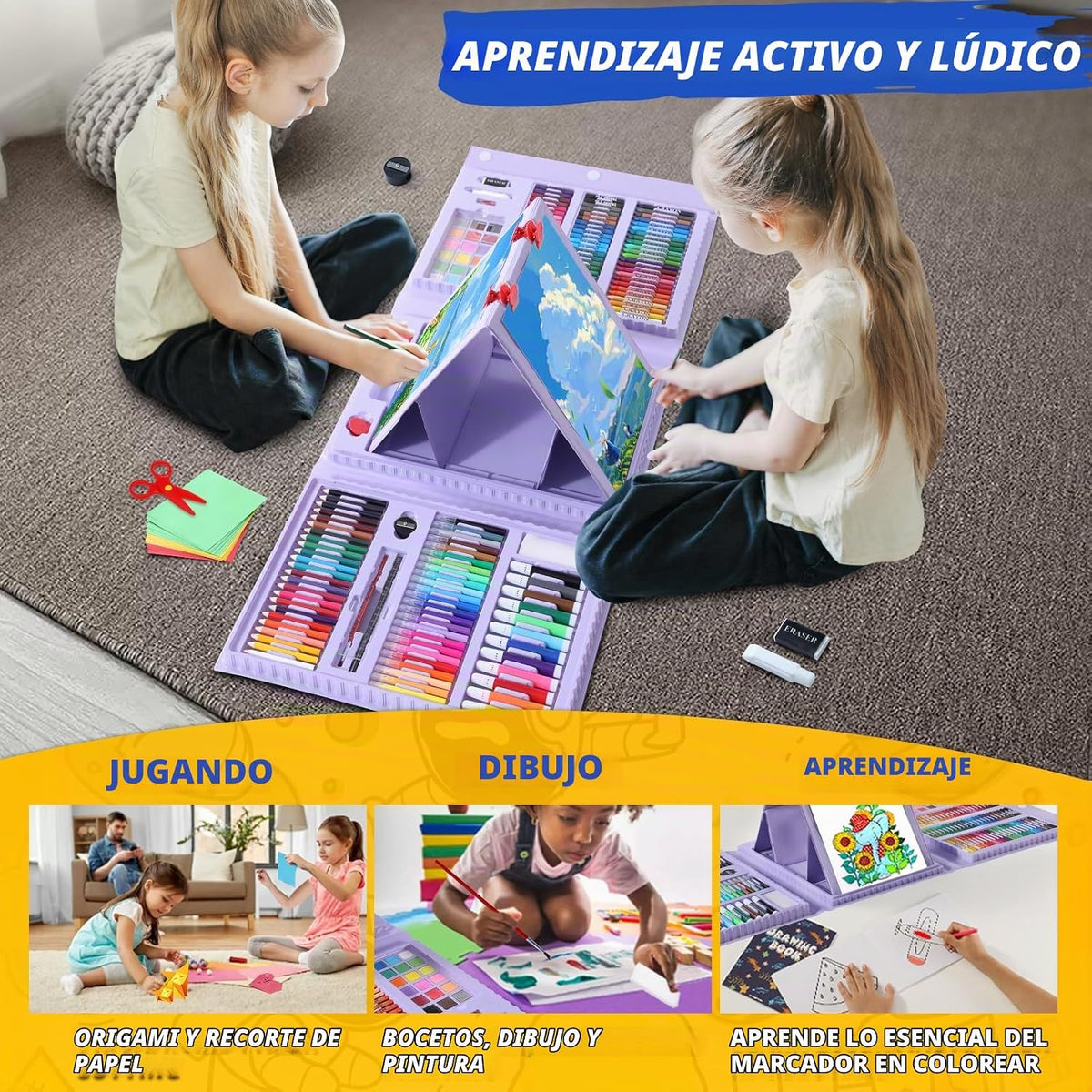 All en One Art Supplies Include Drawing Kit, Origami & Paper-Cutting Crafts