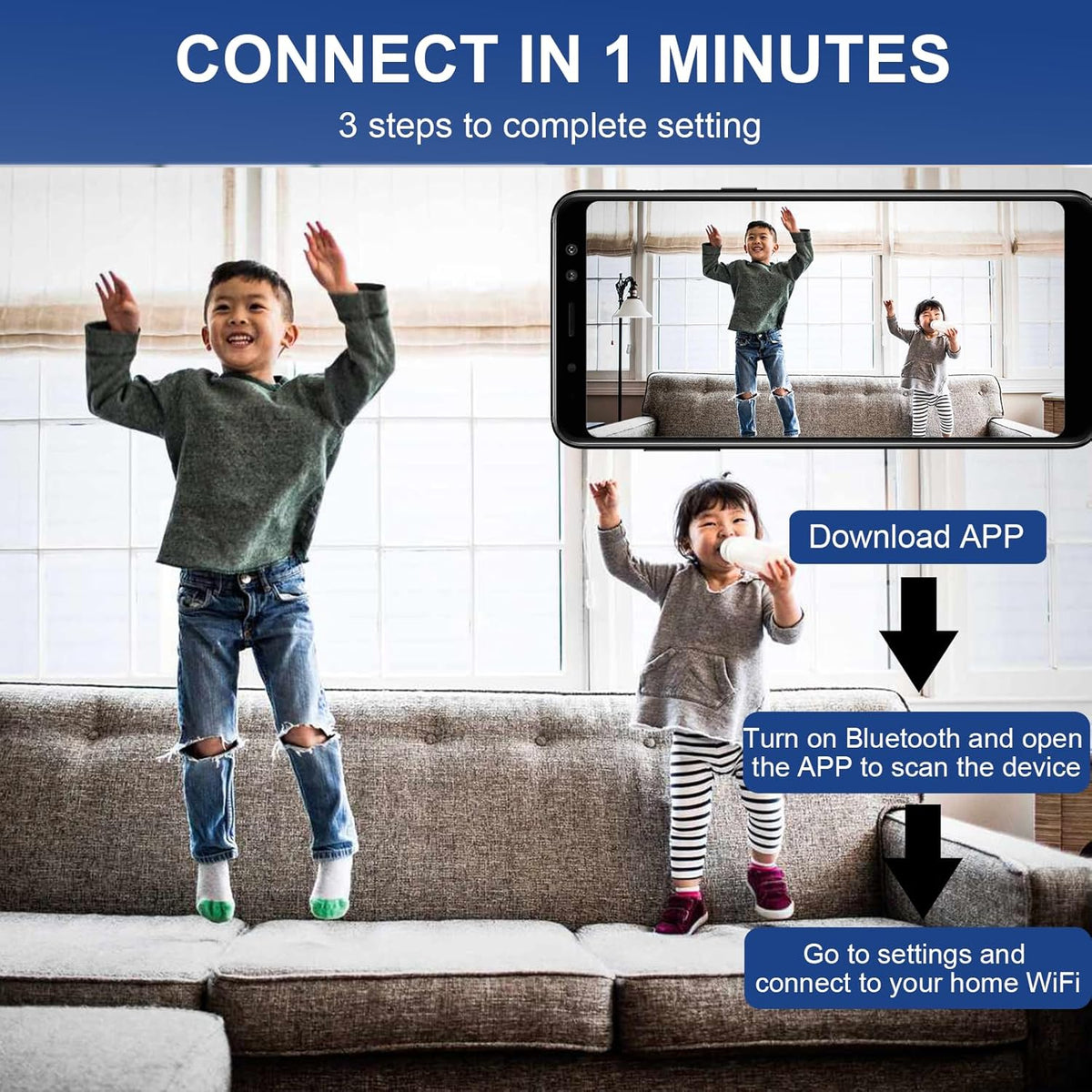senri Pack de 3 Mini Cámaras de Seguridad Cámara WiFi