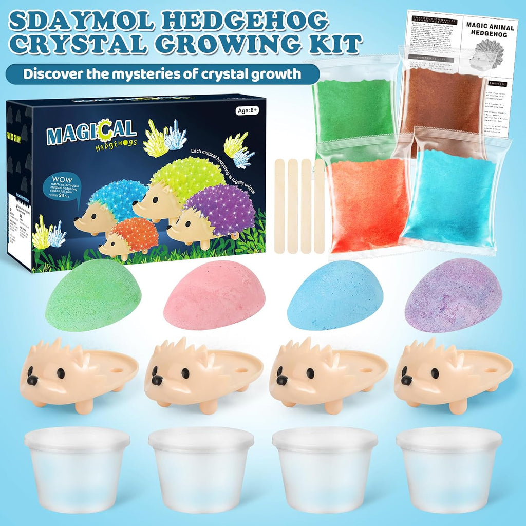 sdaymol Kit de cultivo de cristal para niños, 4 colores de erizo para crecer rápidamente (24 horas), experimentos científicos y juguetes educativos, kits de ciencia para niños de 8 a 12 años, regalos