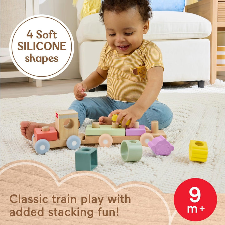 Fisher-Price Tren apilable de juguete de madera para bebé