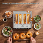 Tostadora inteligente de 4 rebanadas, pantalla táctil digital