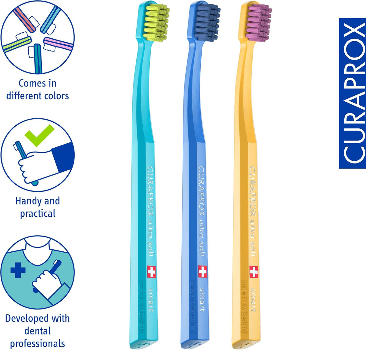 Curaprox CS - Cepillo de dientes inteligente, colores mezclados, pa...