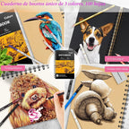 Caliart Kit de bocetos de 176 piezas, 100 hojas de 3 colores