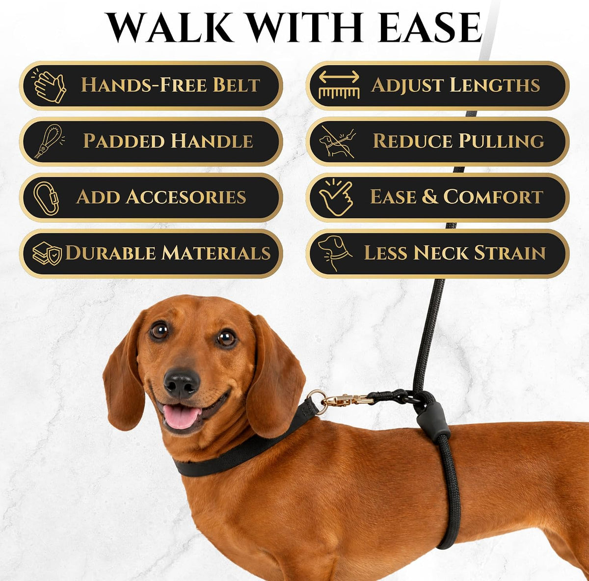 Correa de perro sin tirones con diseño envolvente para caminar