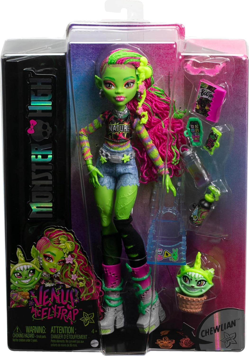 Muñeca Monster High Venus McFlytrap, monstruo planta con mascota ga...