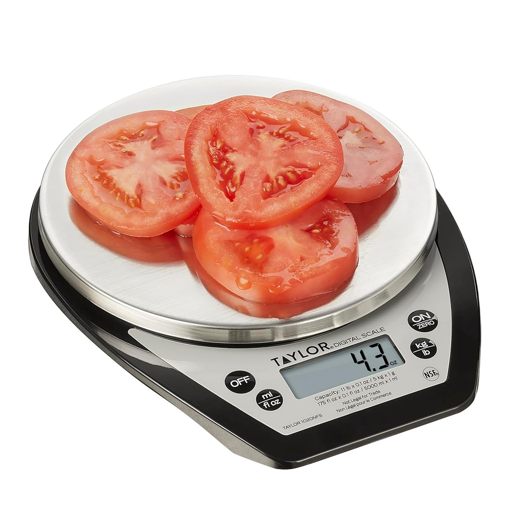 Taylor Báscula digital de cocina con parte superior de acero inoxidable