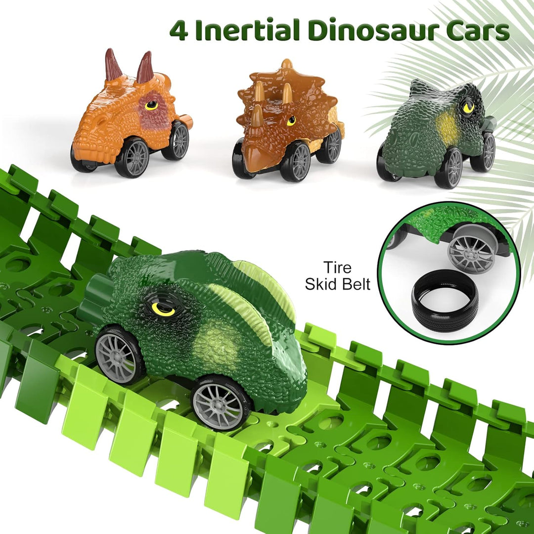 IHAHA 169 piezas de juguetes de pista de carreras de dinosaurios pa...